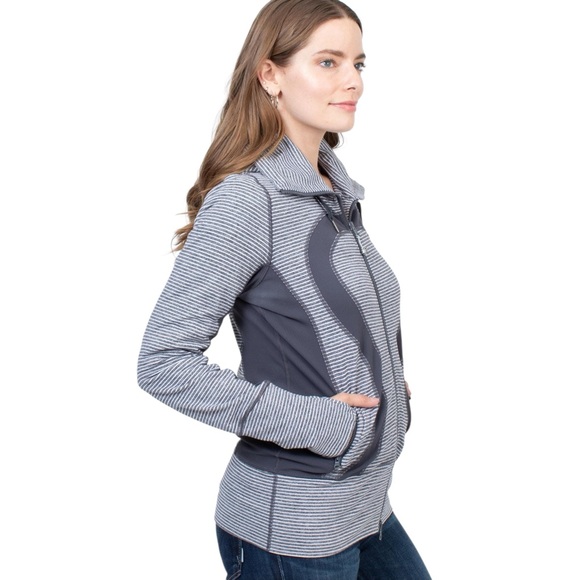 Lululemon Women's Striped Full Zip-Up Athletic Hoodie Jacket Size 12 - Picture 3 of 7